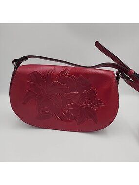 patricia nash handbag crossbody Lyndie Red Floral Tooled Leather Purse